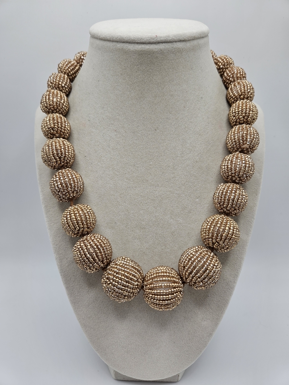 J. Crew Gold Tone Seed Bead Gumball Chunky Beaded Strand Statement Necklace